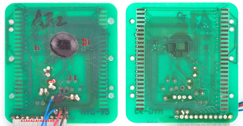 B0302 main board. The pins used in debug mode are marked in red.