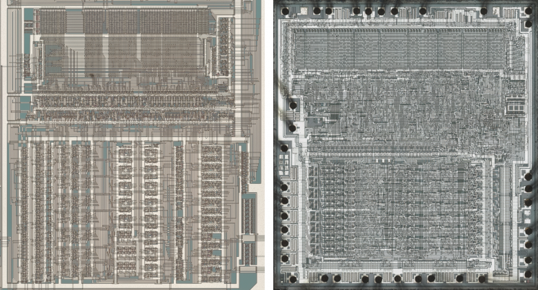Comparison of SPL02 and 6502 cores (original photo)